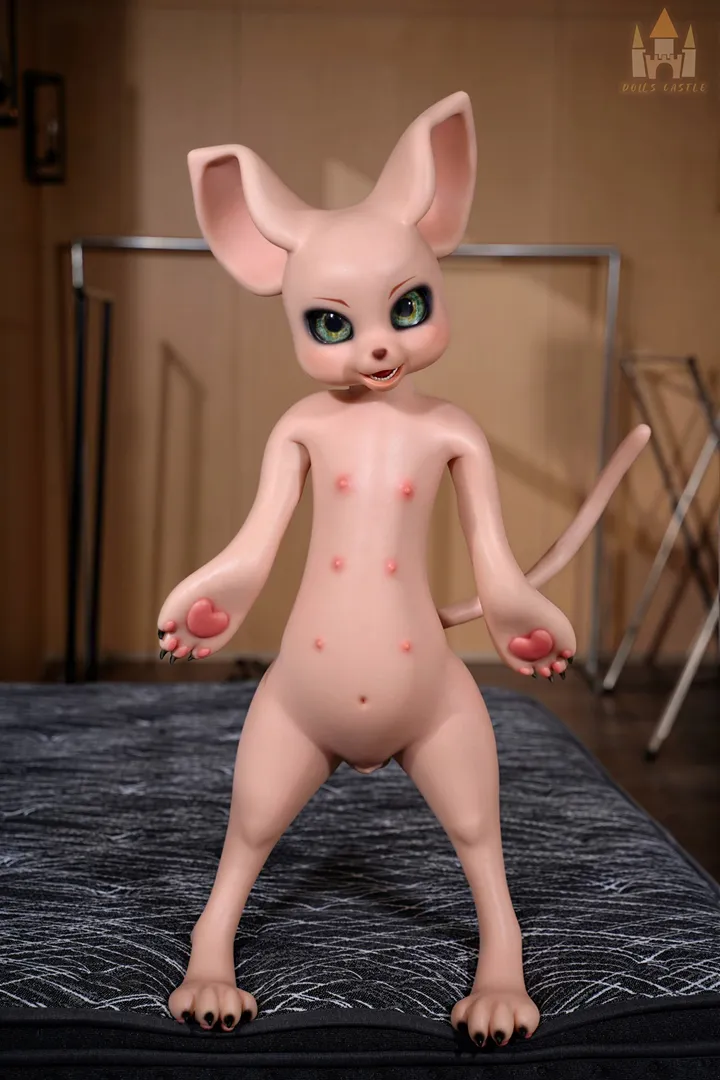 100CM Fur Fapdolls Cream Mouse Furry Silicone Doll